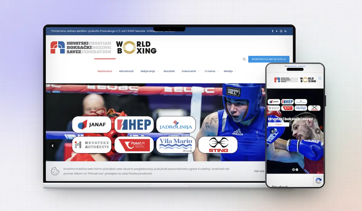 Responzivan web dizajn za HBS prikazan na laptopu i mobitelu