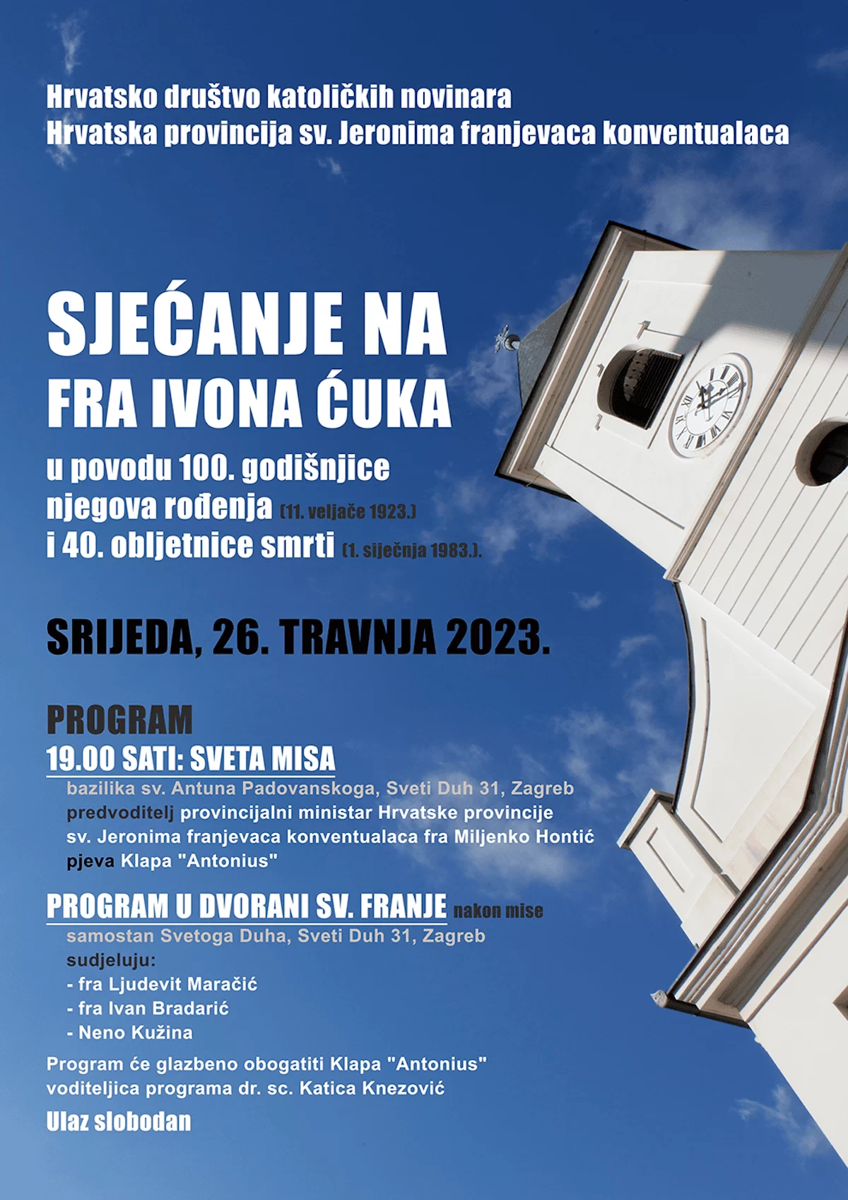 Plakat "Sjećanje na fra Ivona Ćuka", povodom 100. godišnjice rođenja i 40. obljetnice smrti, 26. travnja 2023.