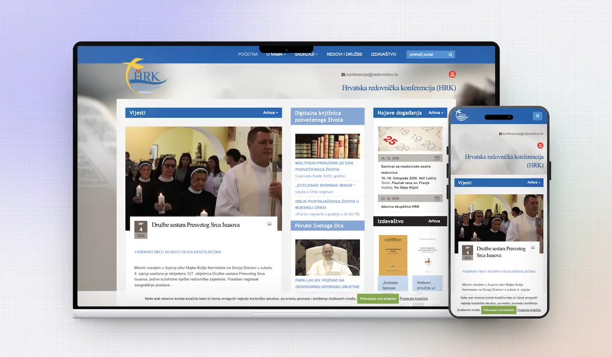 Responzivan web dizajn za HRK prikazan na laptopu i mobitelu