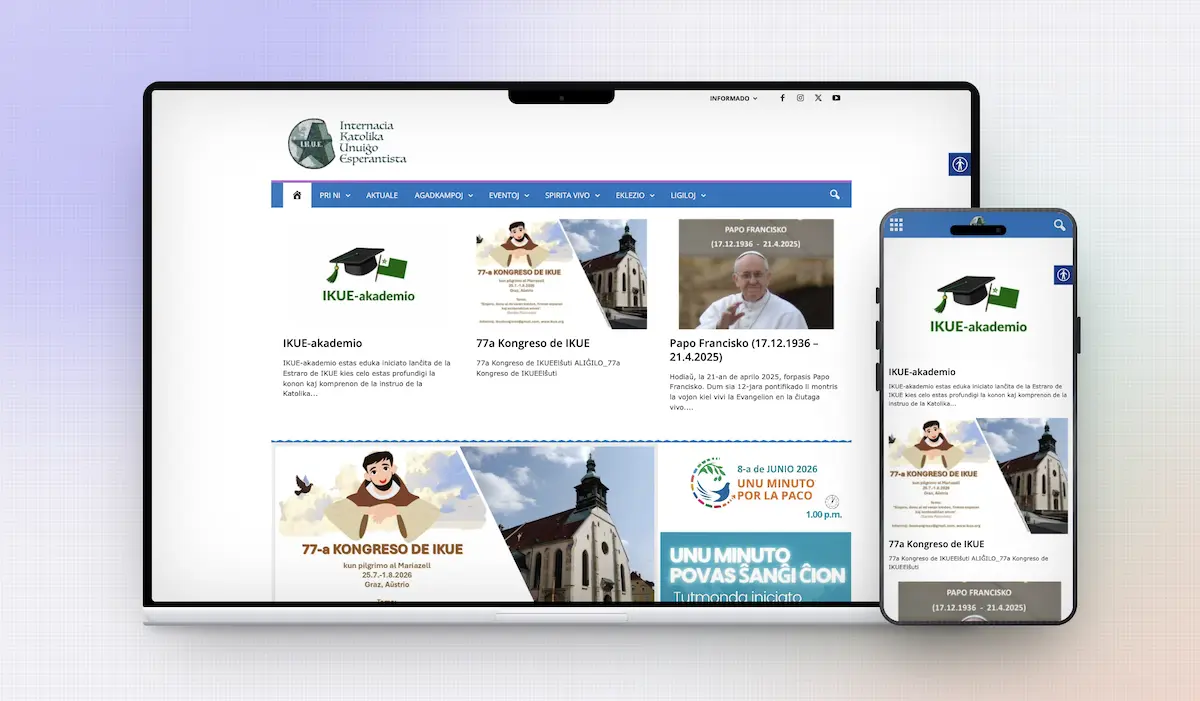 Responzivan web dizajn za IKUE prikazan na laptopu i mobitelu